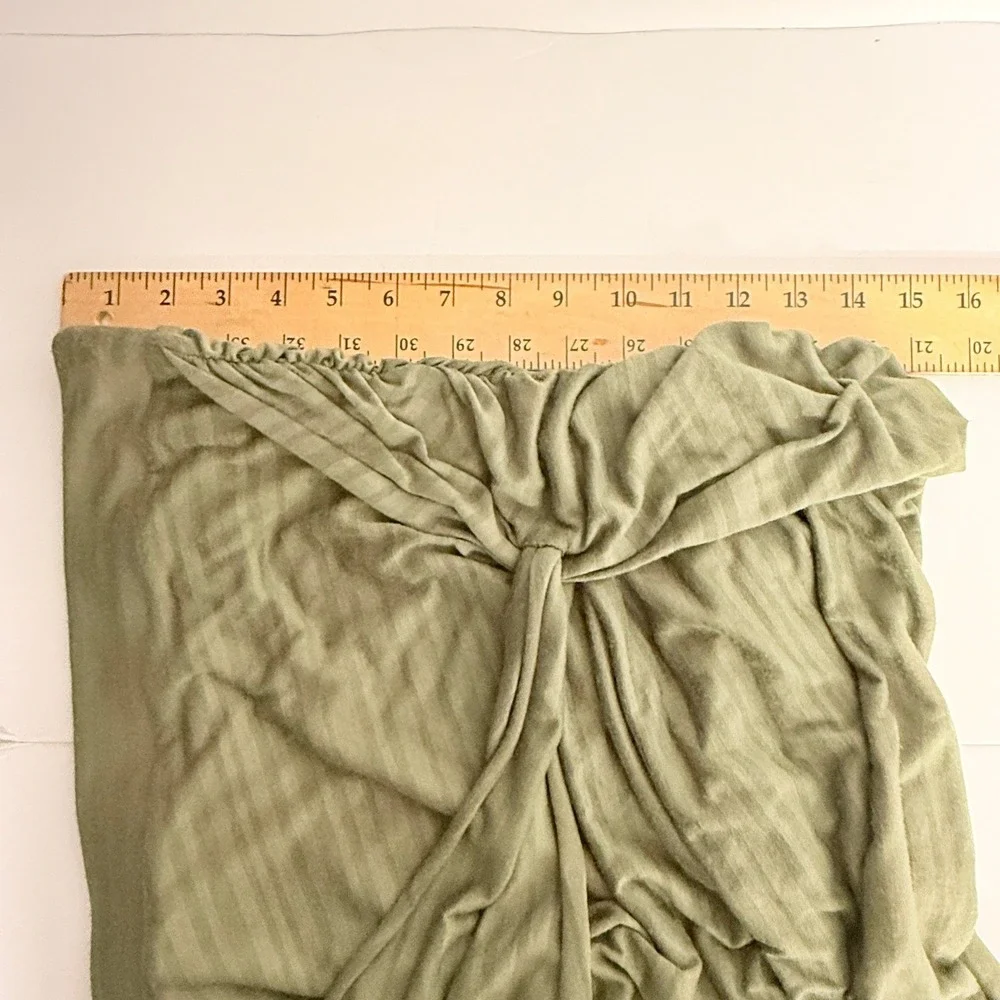 Free People Mini Olive Green Striped‎ Ruched Twist Tulip Skirt Size M Rush Party